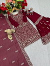 Pf 040 Faux Georgette With Heavy Embroidery Thread  & Sequence Work Top Sarara Dupatta Wholesale Online